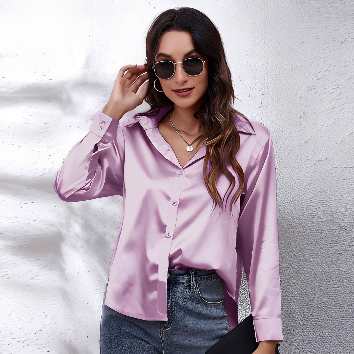 Haylee - Blouse en soie à manches longues pour femmes