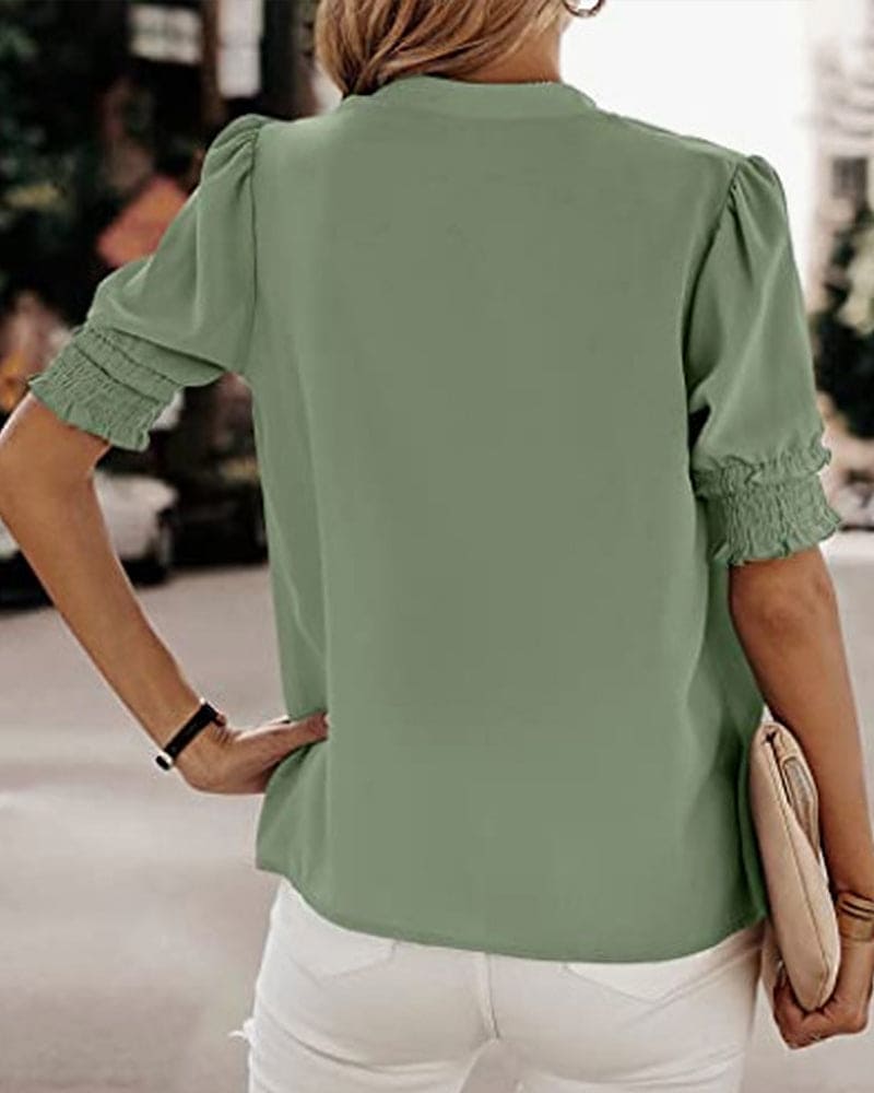 Sophia – Blouse Col V Manches Courtes