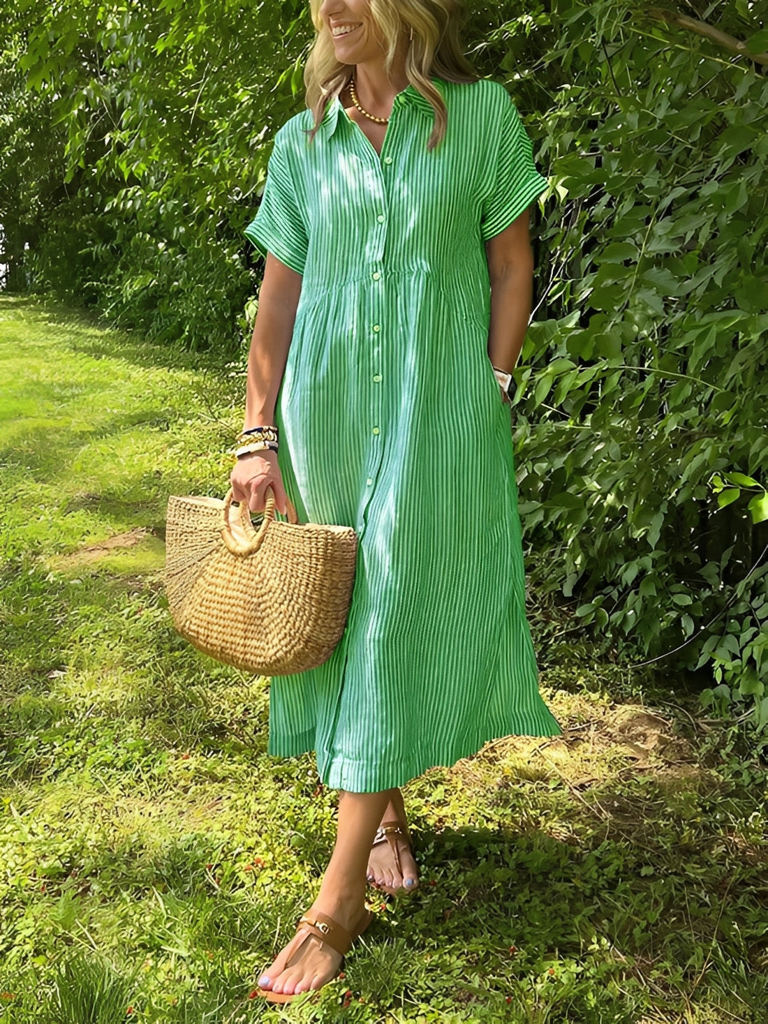 Alana - Robe-chemise rayée décontractée pour femmes