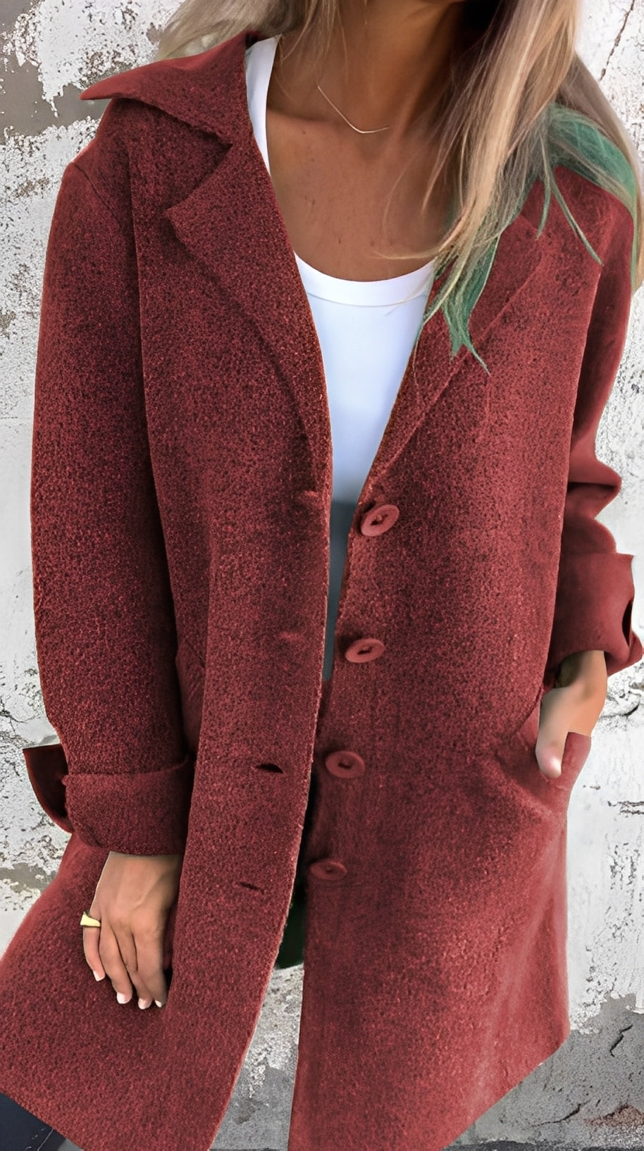 Meridith - Élégant manteau long à col à revers pour femmes