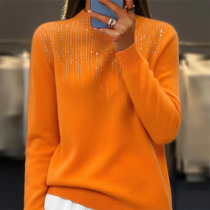 Lucia - Shimmering sweater with mid-height turtleneck for women