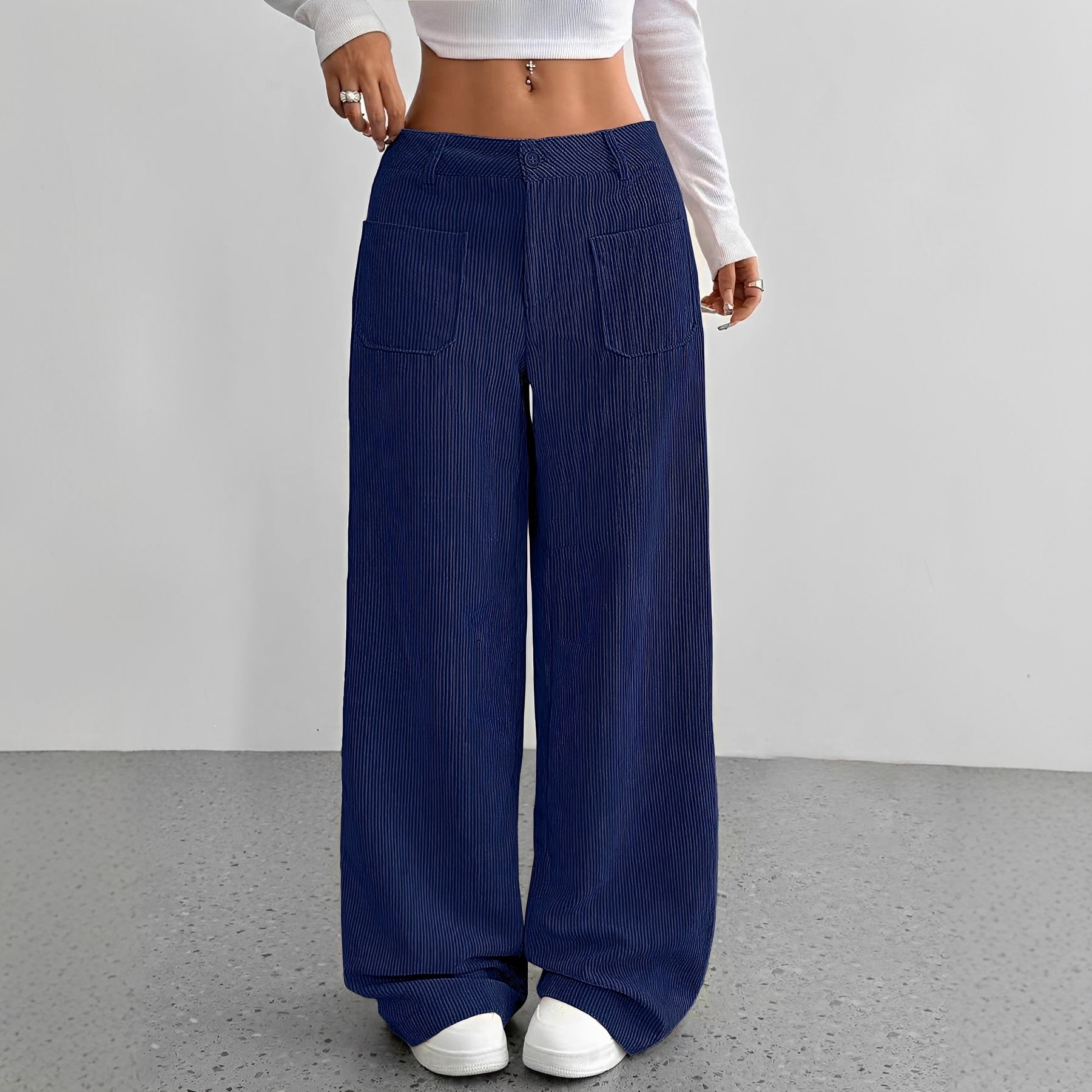 Isabelle - Pantalon en velours côtelé à taille haute