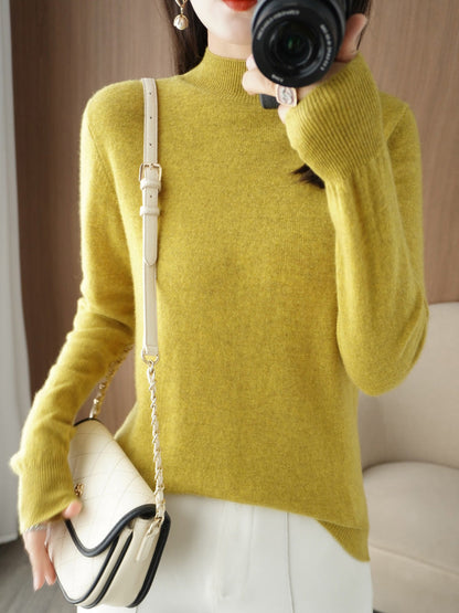 Carrie - Cozy and elegant sweater with mid-high collar for women