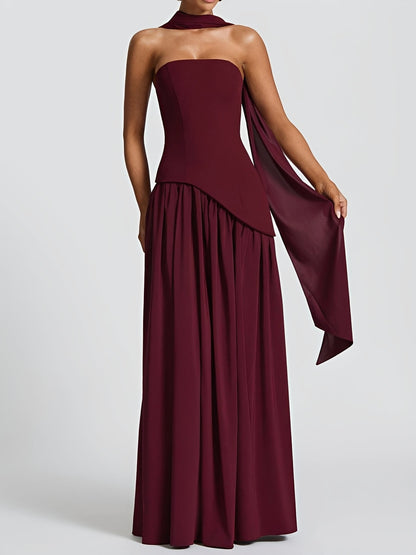 Georgia - Robe chic sans bretelles avec fente haute pour femmes