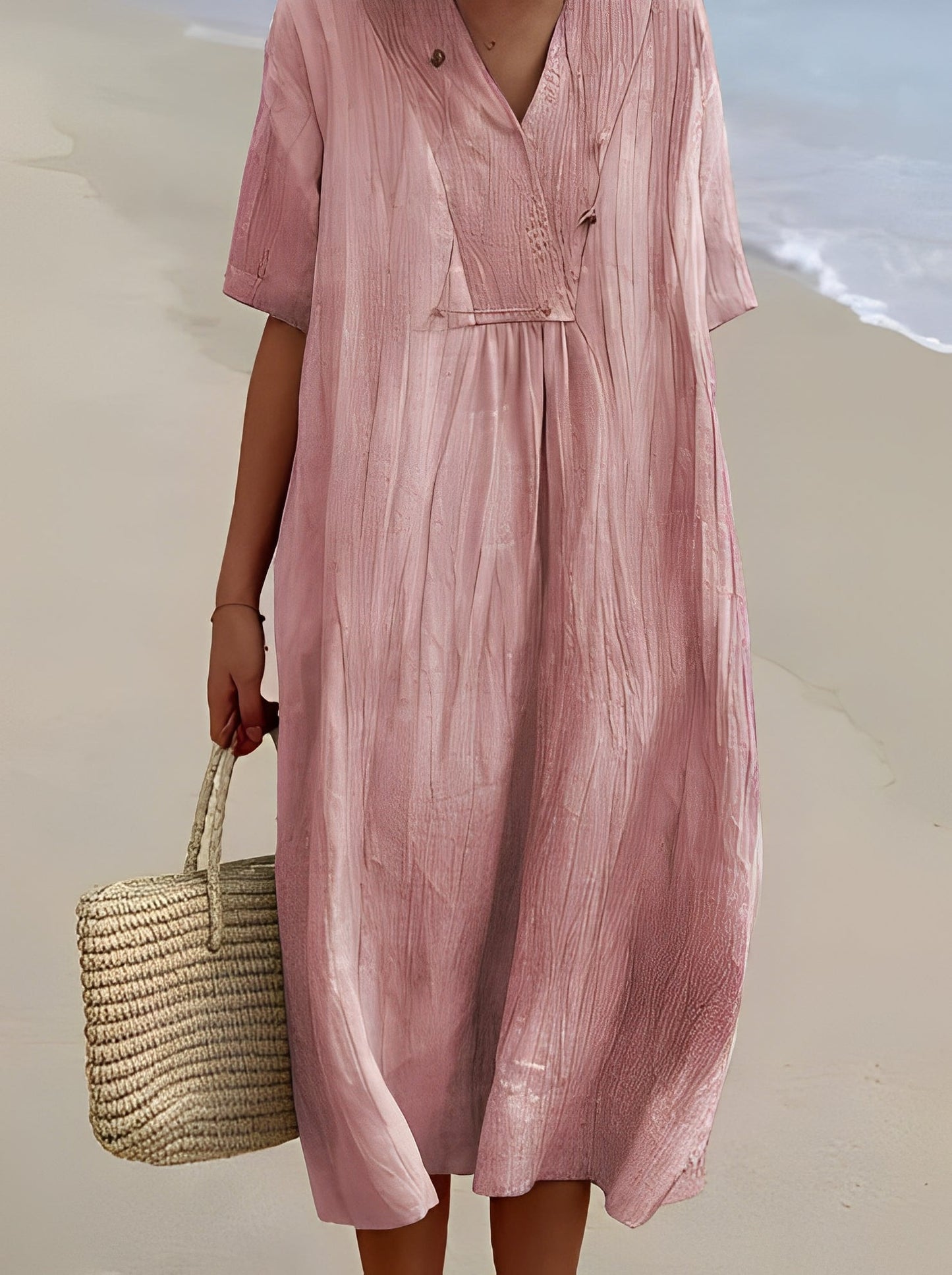 Leilani - Schickes Leinenkleid mit V-Ausschnitt für Damen