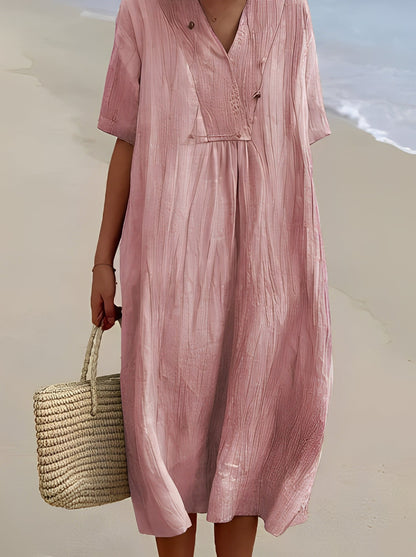 Leilani - Schickes Leinenkleid mit V-Ausschnitt für Damen