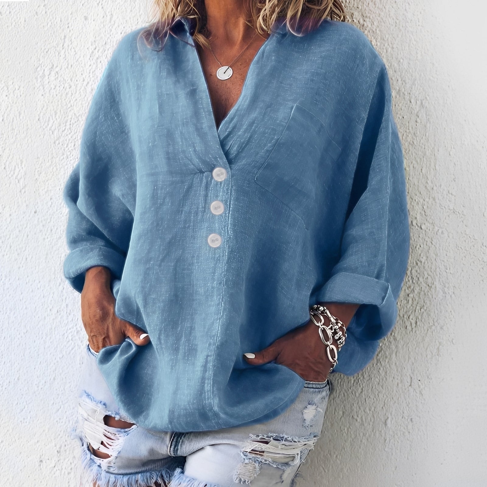 Sandra - Chemise ample à manches longues pour femmes