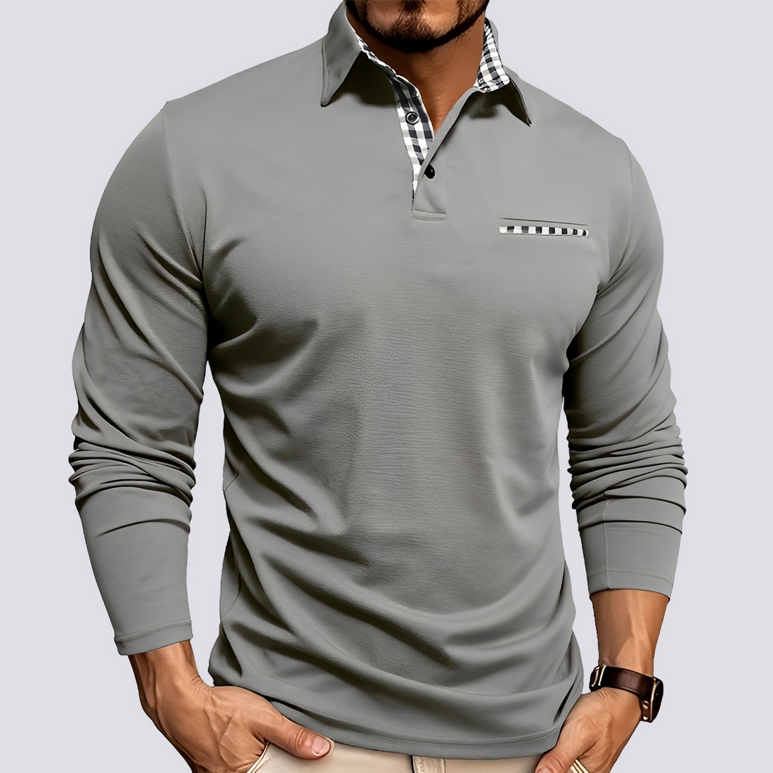 Mark – Polo pour homme – manches longues décontracté