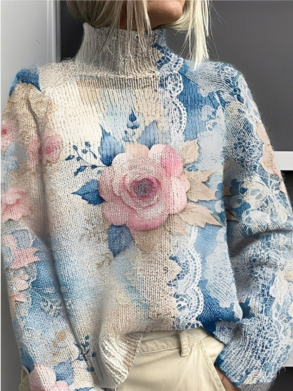 Giselle - Pull femme tendance au col roulé coloré