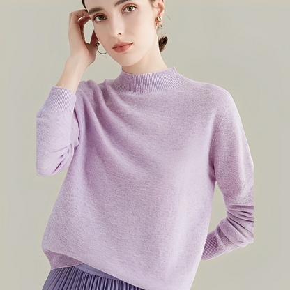 Martine - Slim-fitting wool sweaters with high collar for women