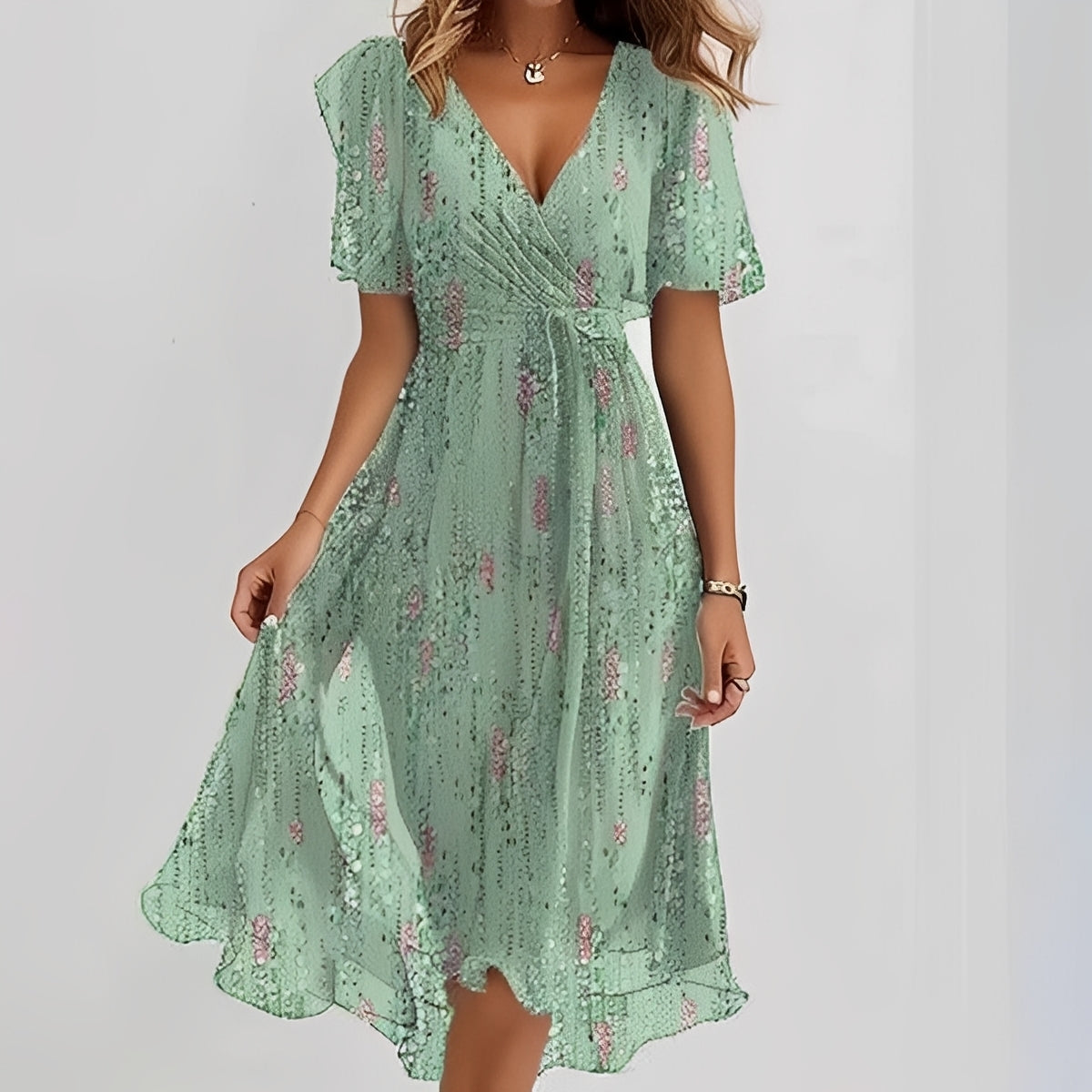 Emelia - Robe en voile à motifs floraux