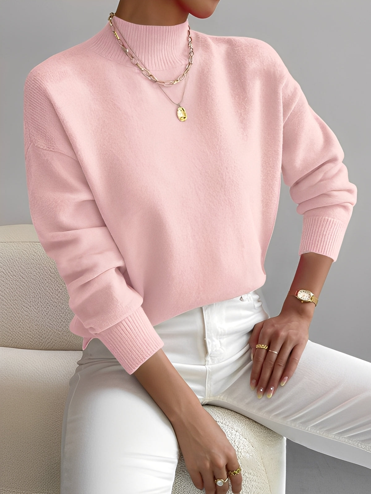 Roxana - Pull en maille chic avec col mi-haut pour femmes