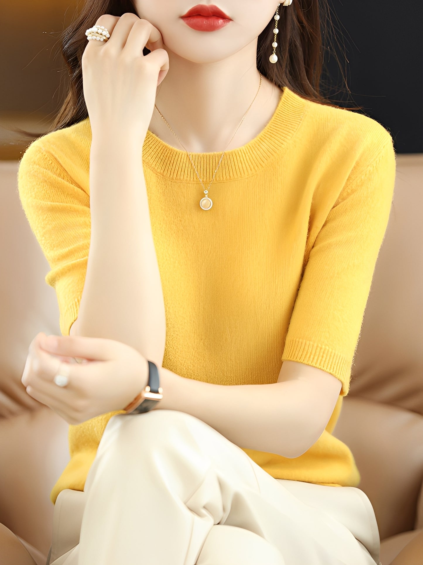 Blandine - Pull à manches courtes pour femme