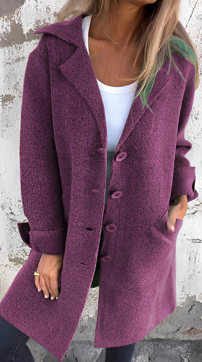 Meridith - Élégant manteau long à col à revers pour femmes