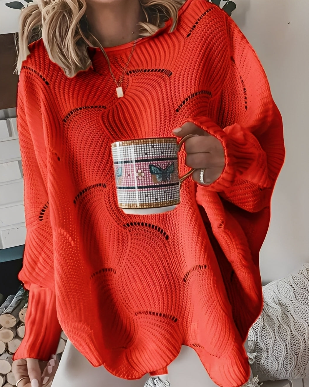 Kassandra - Pull chic pour femmes avec détails ajourés