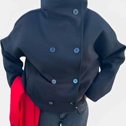 Carolyn - Manteau en laine élégant avec boutonnage simple pour femmes