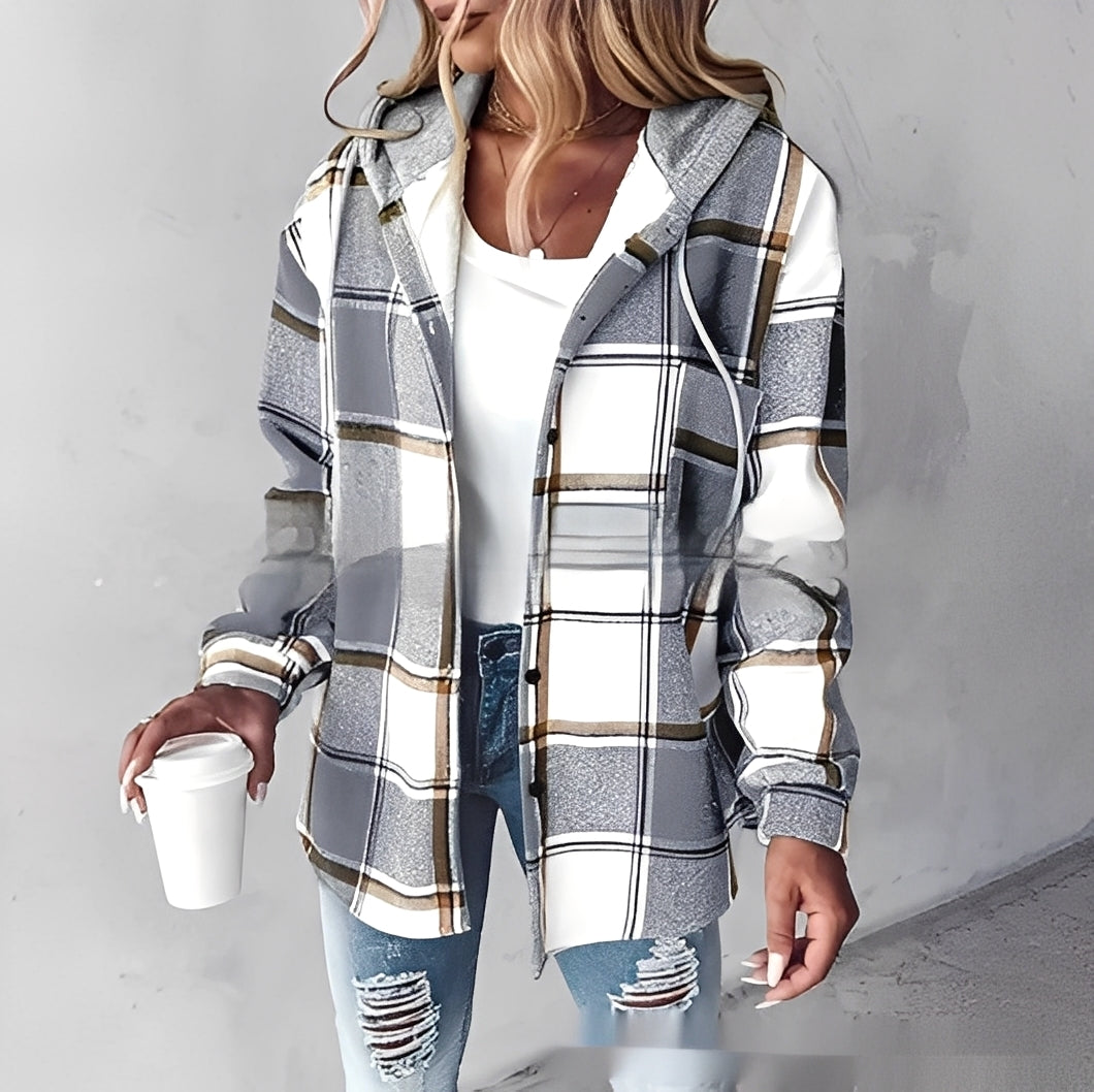 Éliette - Veste à capuche à carreaux d'hiver pour femmes