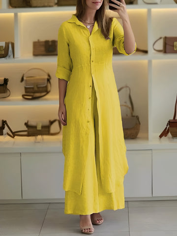 Telsa - Ensemble féminin deux pièces chic avec chemise longue
