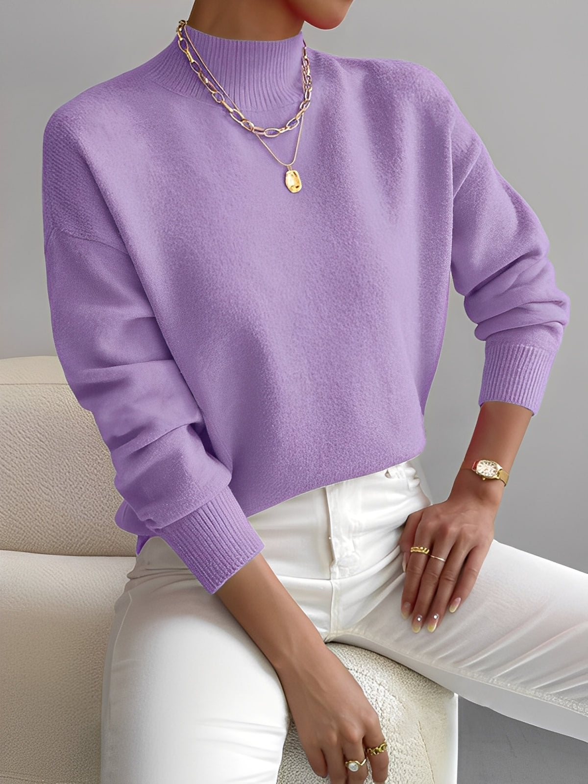 Roxana - Pull en maille chic avec col mi-haut pour femmes