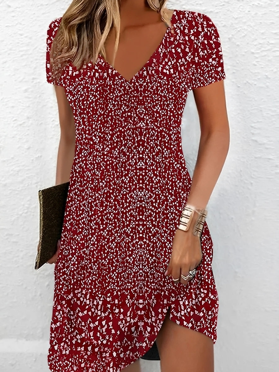 Alicia - Robe chic avec col en V et imprimé pour femmes