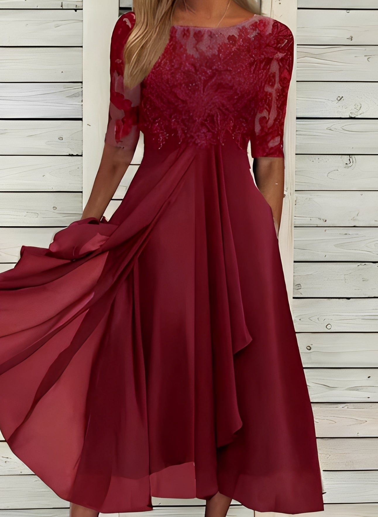 Lena – Robe midi pour femmes – Confort et élégance