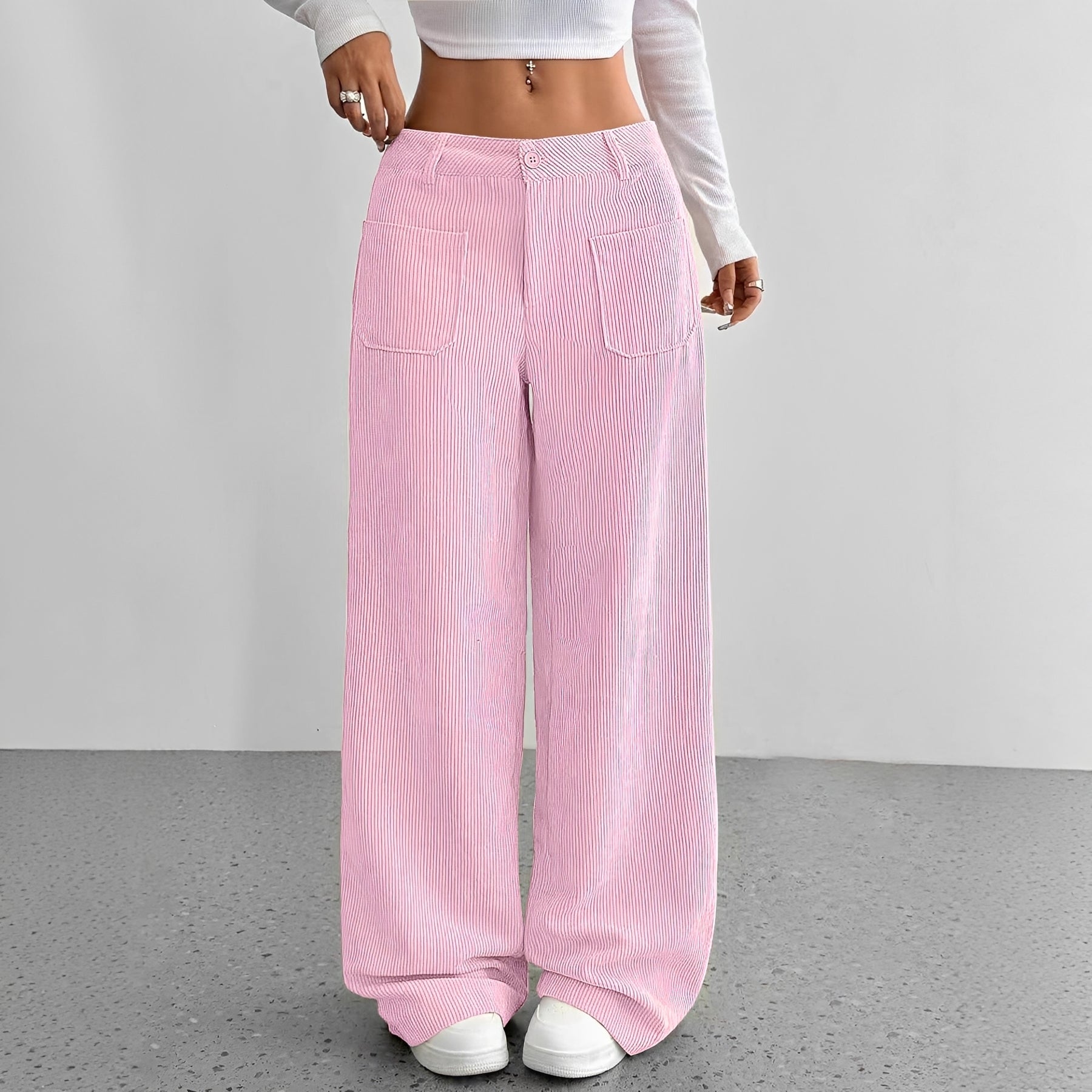Isabelle - Pantalon en velours côtelé à taille haute