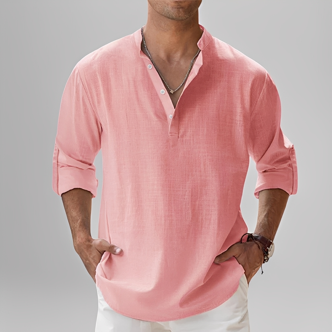 Ezriel - Bequemes Hemd mit halber Knopfleiste für Herren
