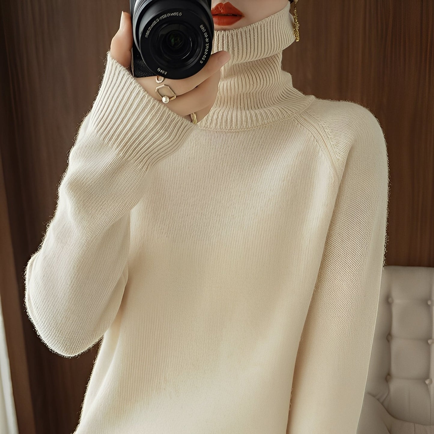 Kaycee - Pull en tricot moderne avec col roulé pour femmes