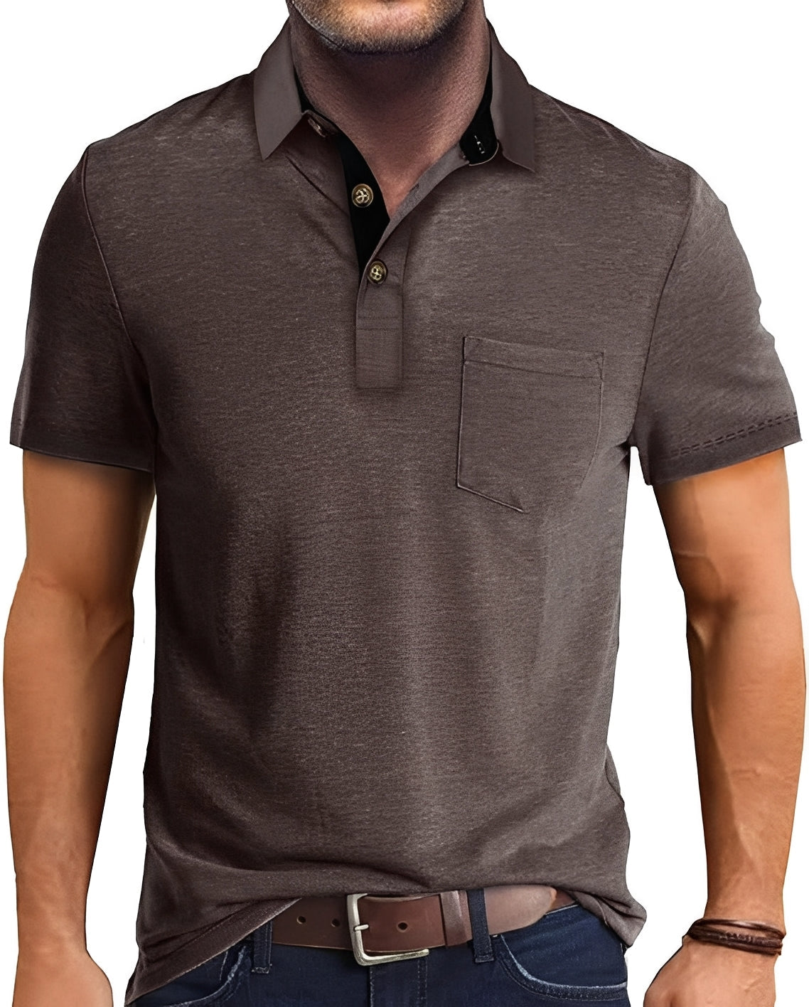 Luis - Comfortable shirt with folded collar for men