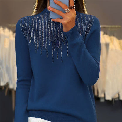 Lucia - Shimmering sweater with mid-height turtleneck for women