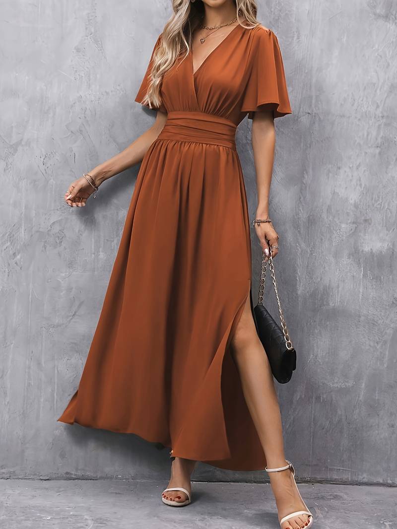 Juliette – Robe Col Volant et Taille Plissée pour Femme