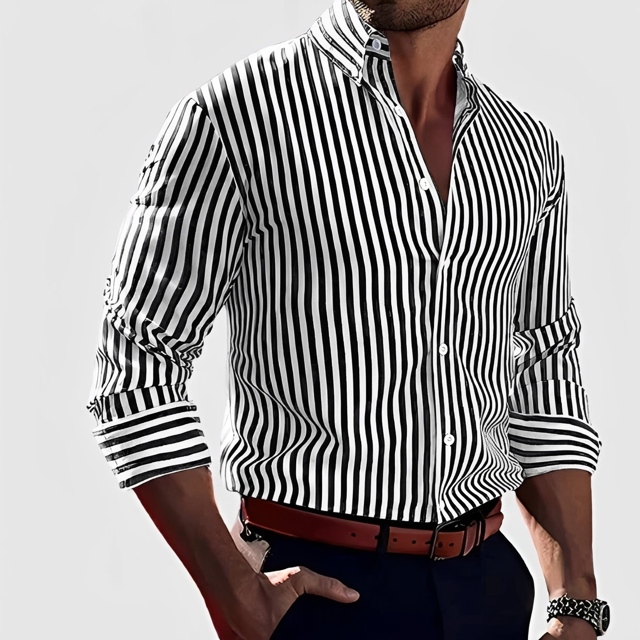 Robbins - Chemise décontractée rayée à manches longues