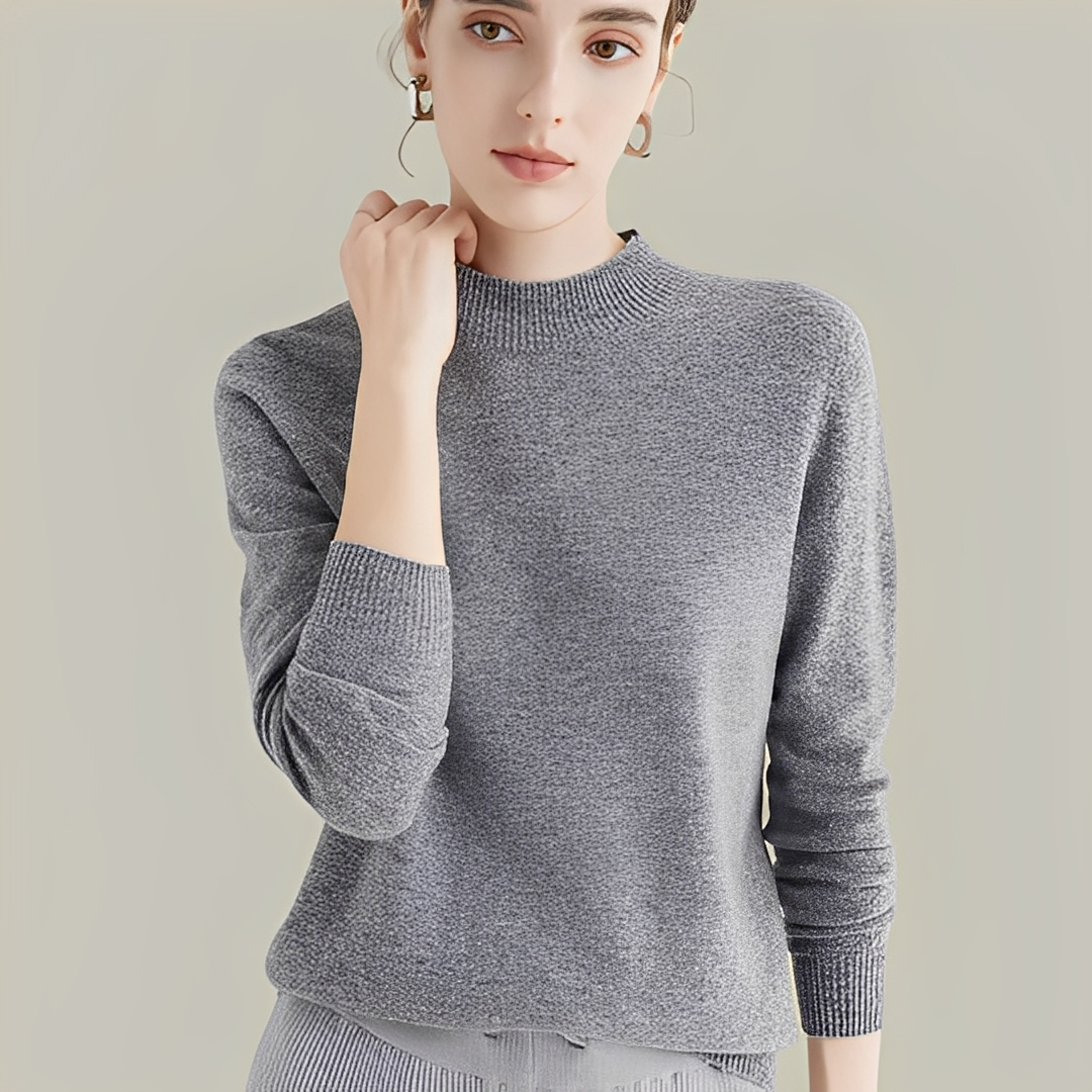 Martine - Slim-fitting wool sweaters with high collar for women
