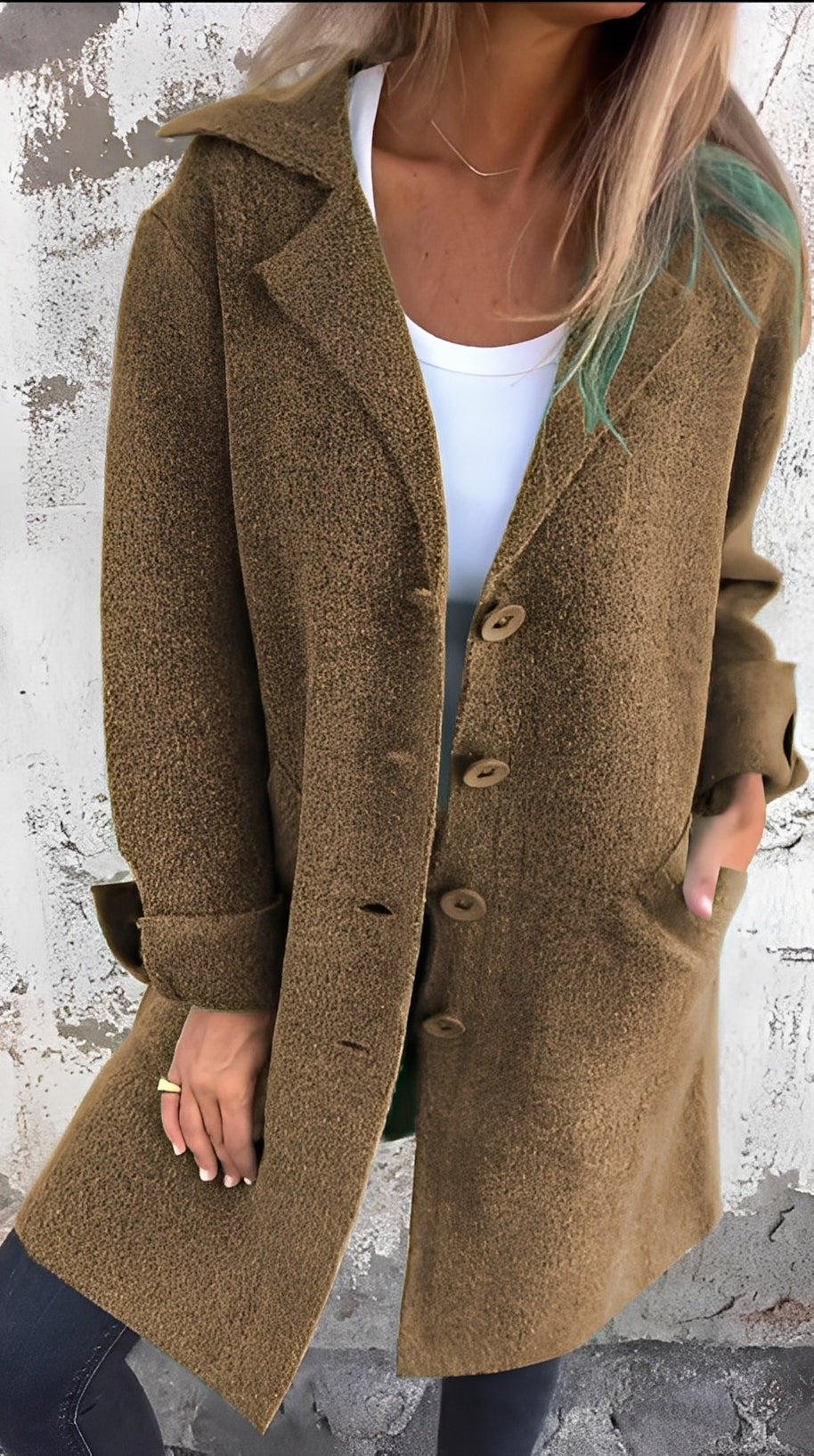 Meridith - Élégant manteau long à col à revers pour femmes