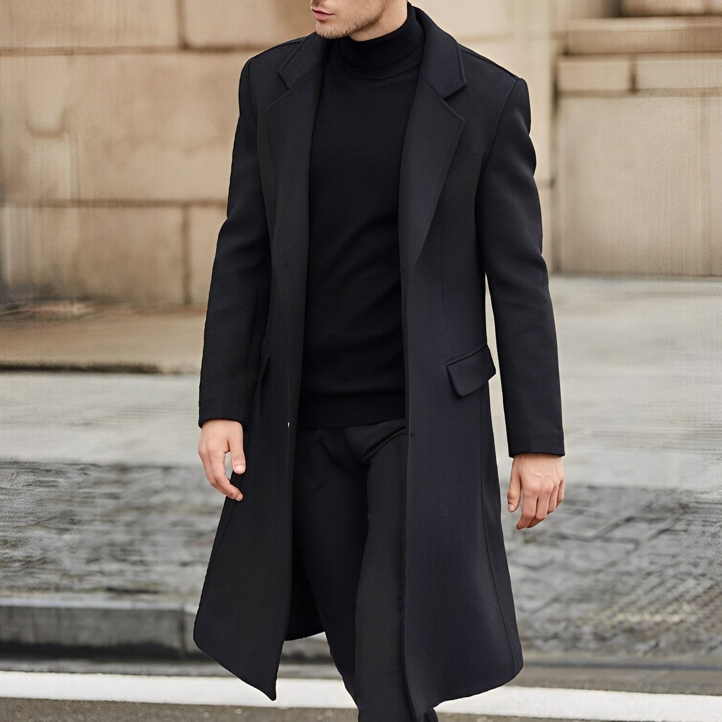 Nicholas - Long elegant wool coat for men