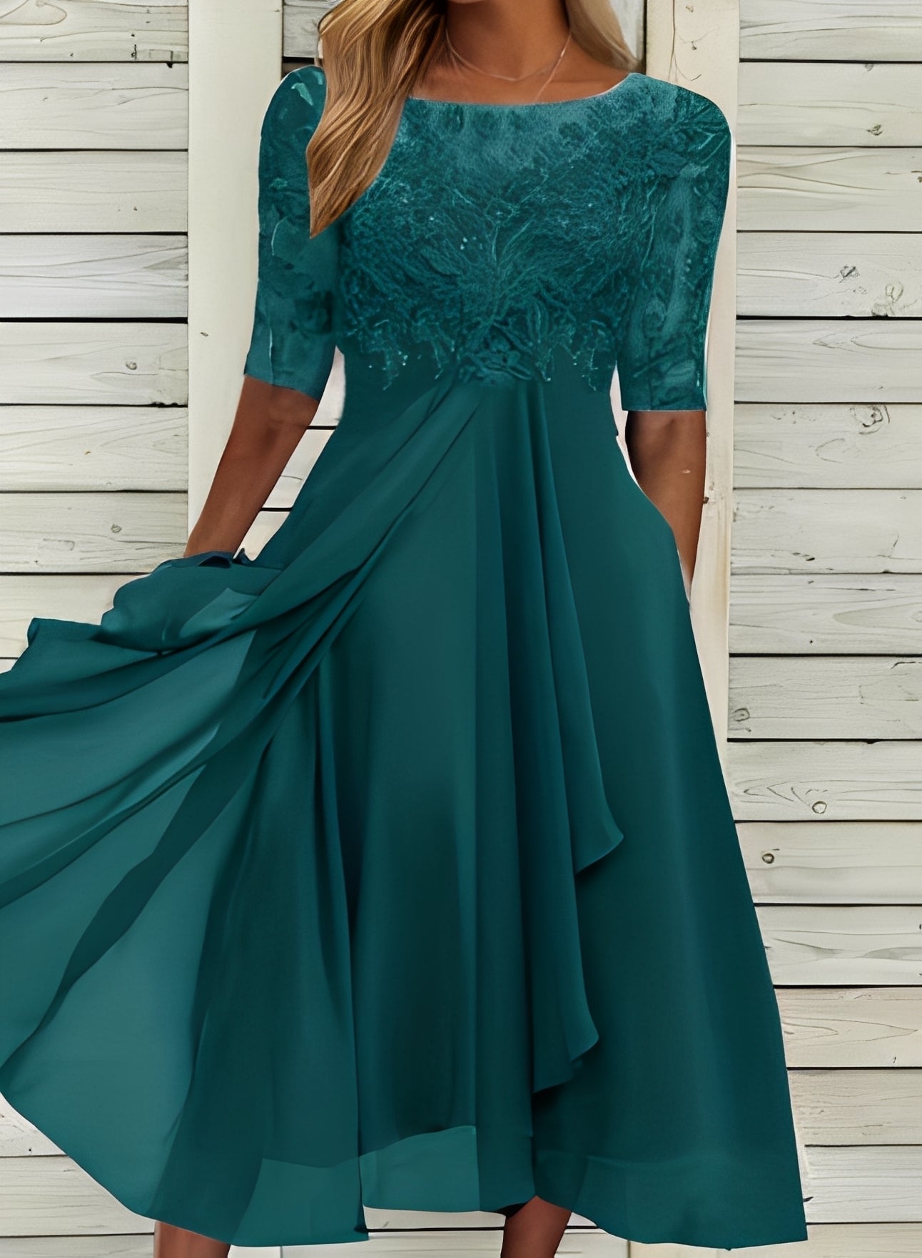 Lena – Robe midi pour femmes – Confort et élégance