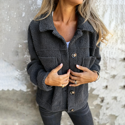 Eleanor - Manteau en laine contemporain avec col à revers pour femmes