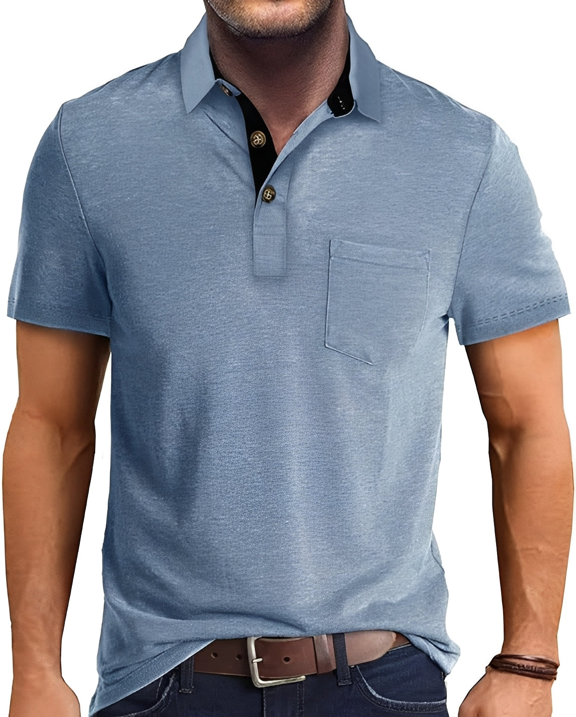 Luis - Comfortable shirt with folded collar for men