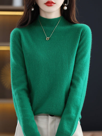 Carrie - Cozy and elegant sweater with mid-high collar for women