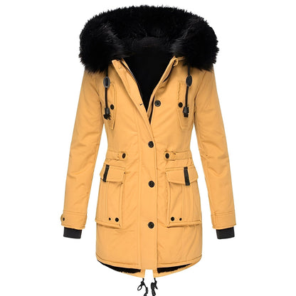 Elsie - Thick coat with hood and fleece lining for women