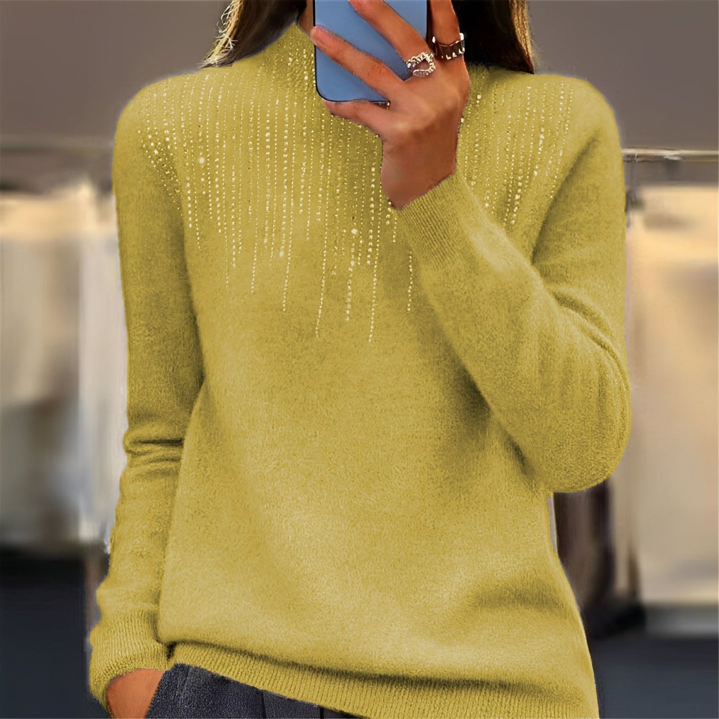Lucia - Shimmering sweater with mid-height turtleneck for women