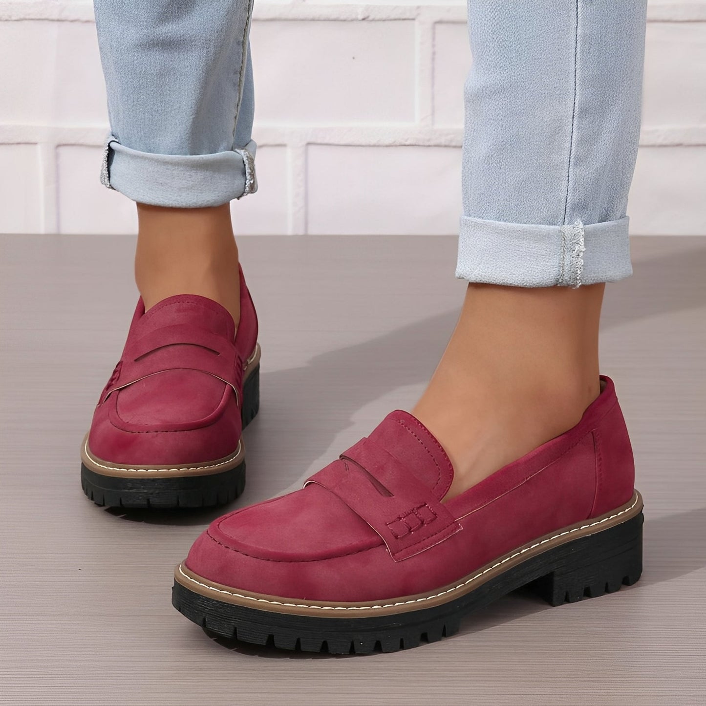 Elise - Mocassin-plateau mat sophistiqué pour femmes
