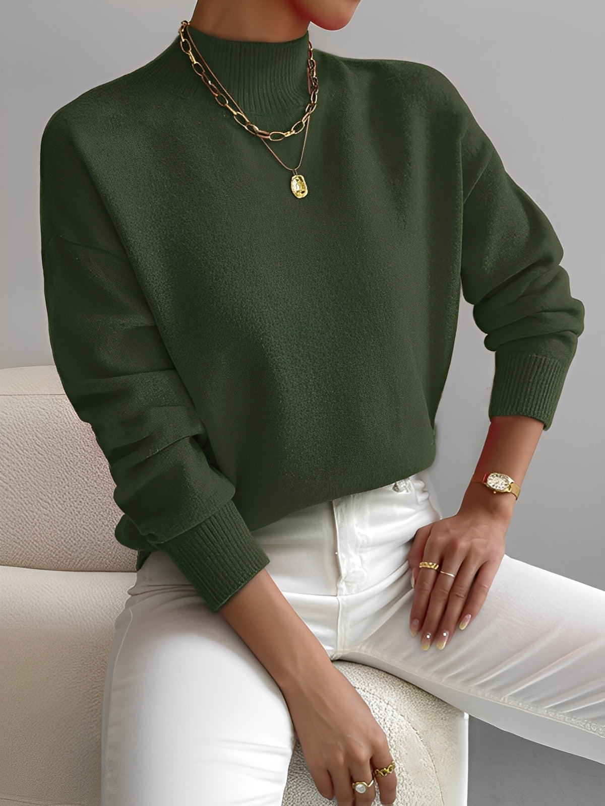 Roxana - Pull en maille chic avec col mi-haut pour femmes