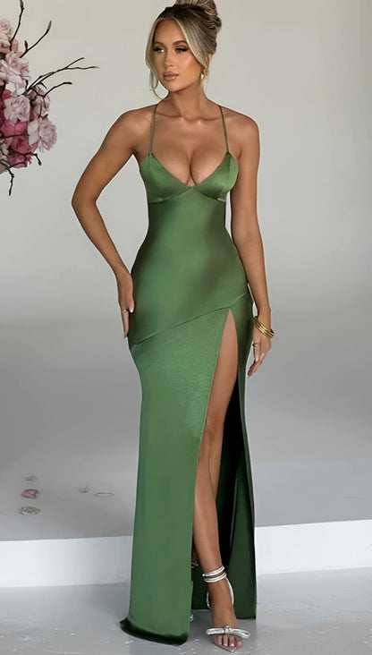 Jasmin - Robe maxi longue élégante avec fente pour femmes