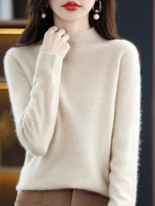 Carrie - Cozy and elegant sweater with mid-high collar for women