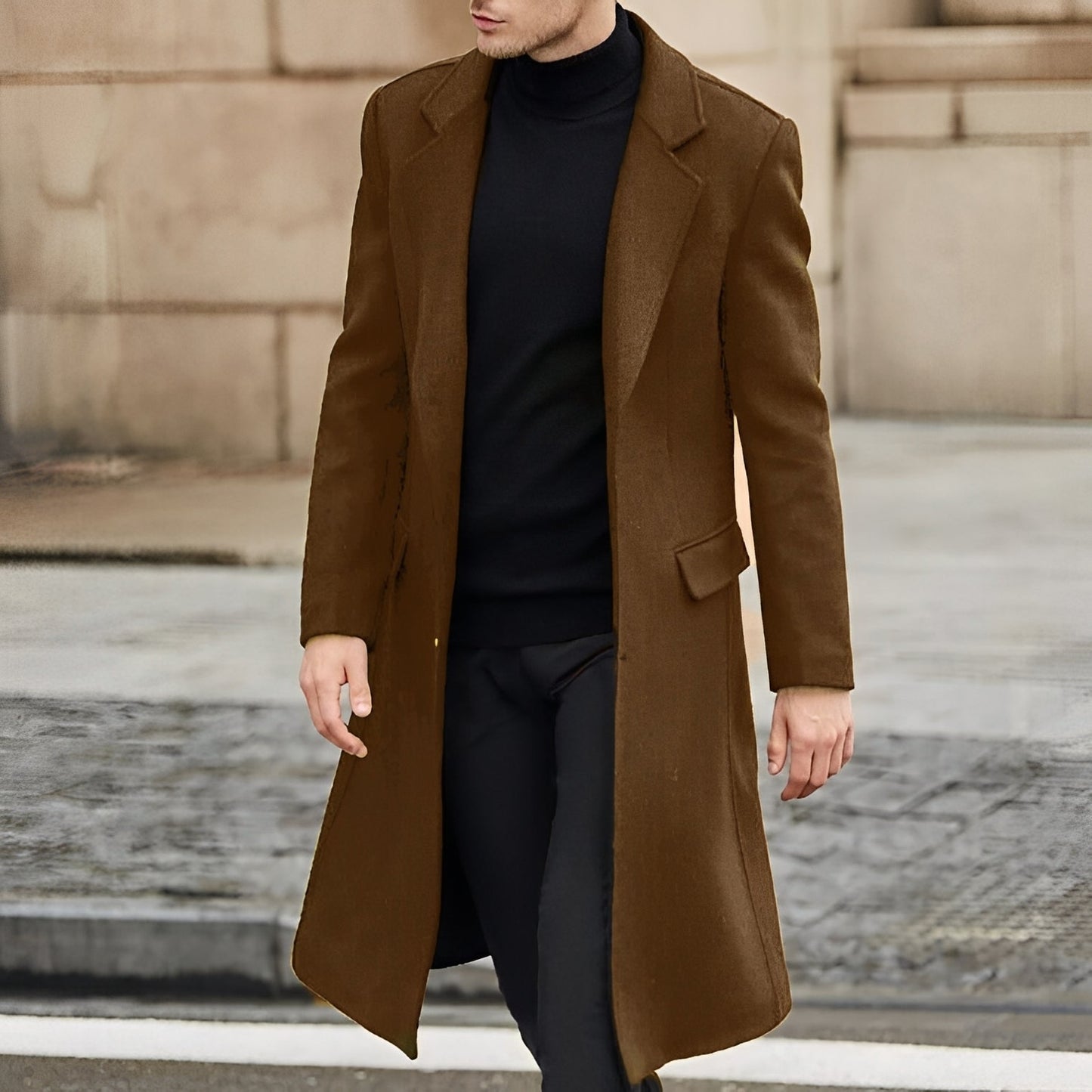 Nicholas - Long elegant wool coat for men