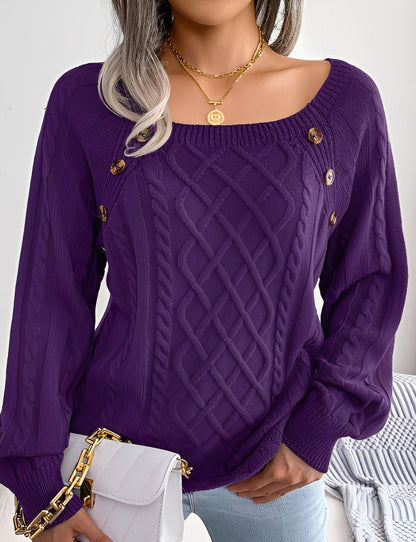 Sally - Pull en maille chic avec boutons pour femmes