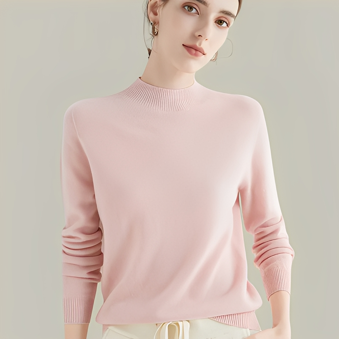 Martine - Slim-fitting wool sweaters with high collar for women