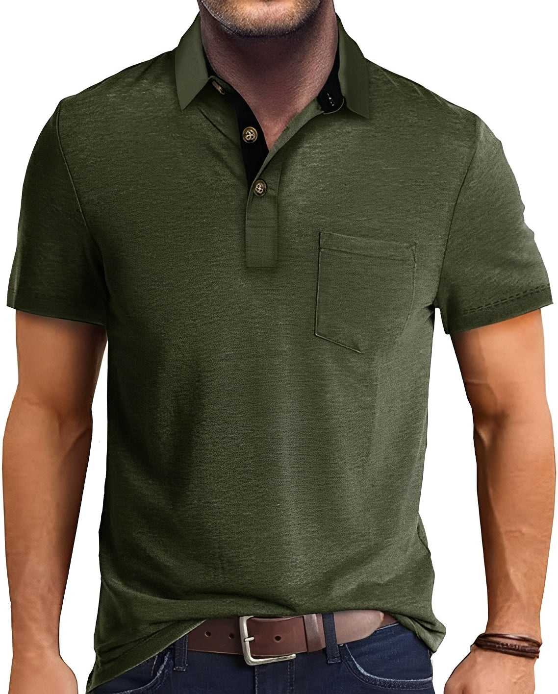 Luis - Comfortable shirt with folded collar for men
