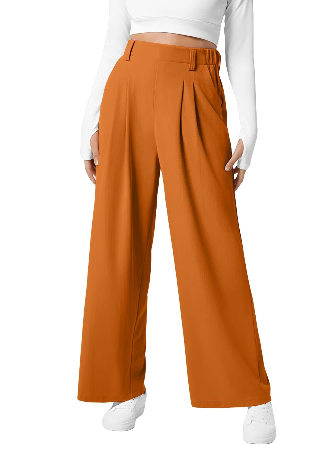 Kyla - Pantalon Taille Haute Élastique à Coupe Large